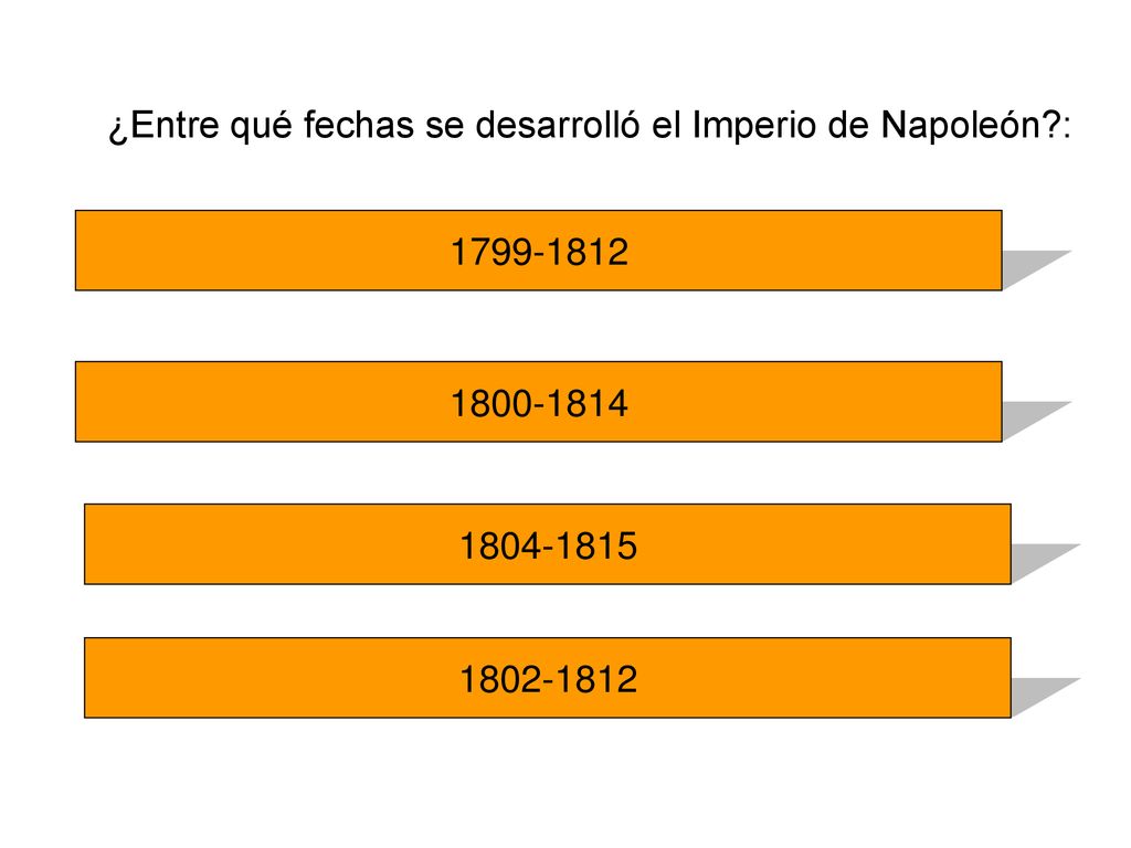 ¿Entre qué fechas se desarrolló el Imperio de Napoleón :