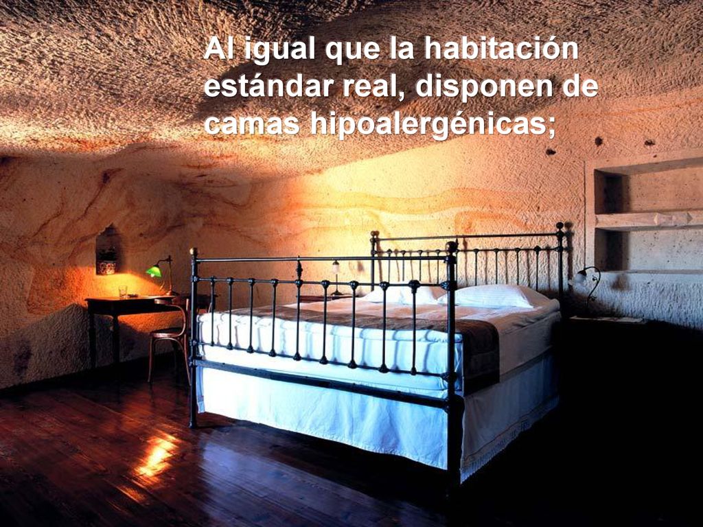 Al igual que la habitación estándar real, disponen de camas hipoalergénicas;