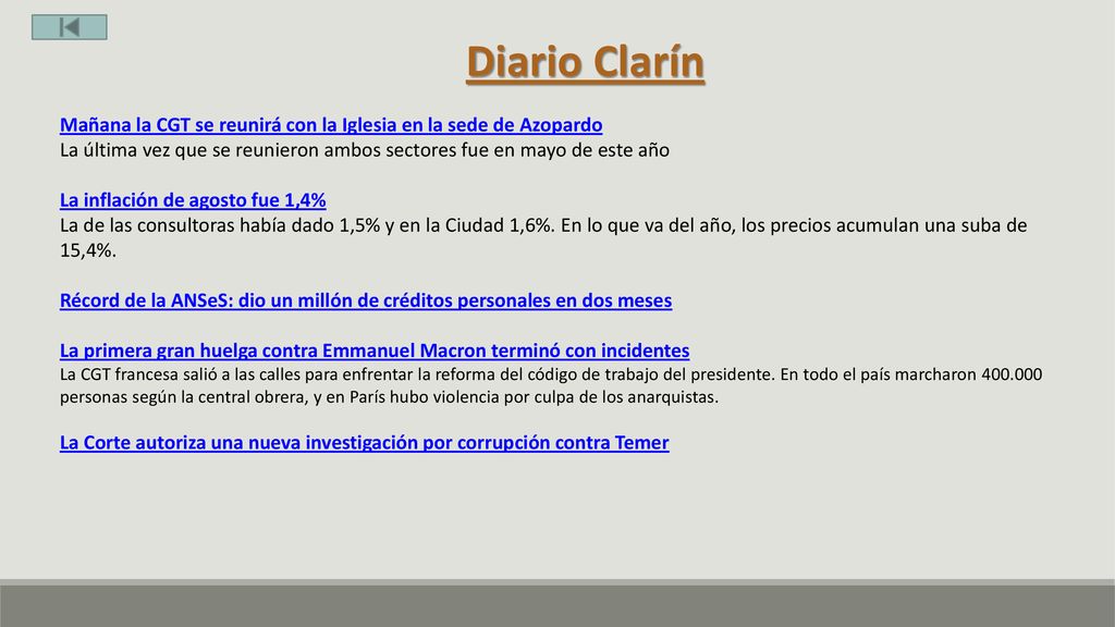 Diario Clarín Mañana la CGT se reunirá con la Iglesia en la sede de Azopardo. La última vez que se reunieron ambos sectores fue en mayo de este año.