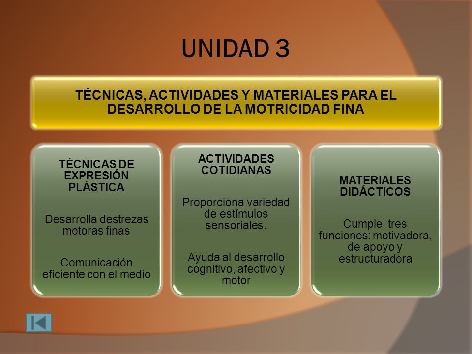 UNIDAD 3 TÉCNICAS, ACTIVIDADES Y MATERIALES PARA EL DESARROLLO DE LA MOTRICIDAD FINA. TÉCNICAS DE EXPRESIÓN PLÁSTICA.