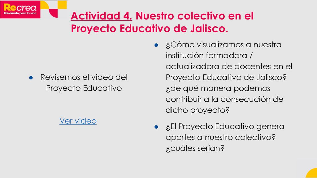 Actividad 4. Nuestro colectivo en el Proyecto Educativo de Jalisco.