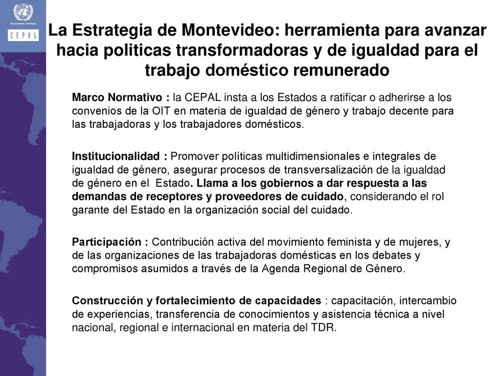 La Estrategia de Montevideo: herramienta para avanzar hacia politicas transformadoras y de igualdad para el trabajo doméstico remunerado