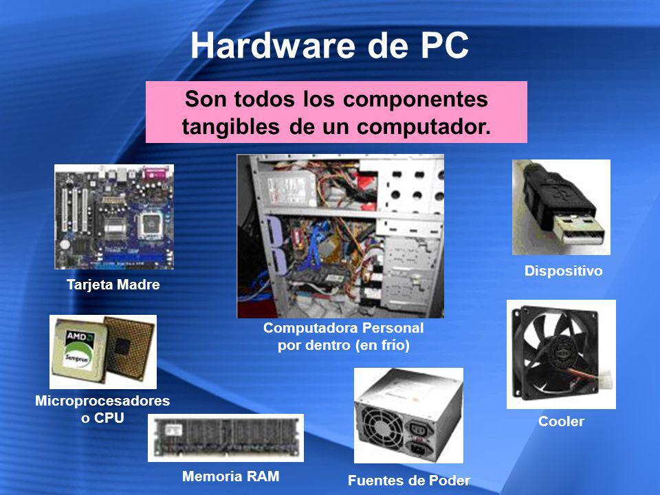 Hardware de PC Son todos los componentes tangibles de un computador.