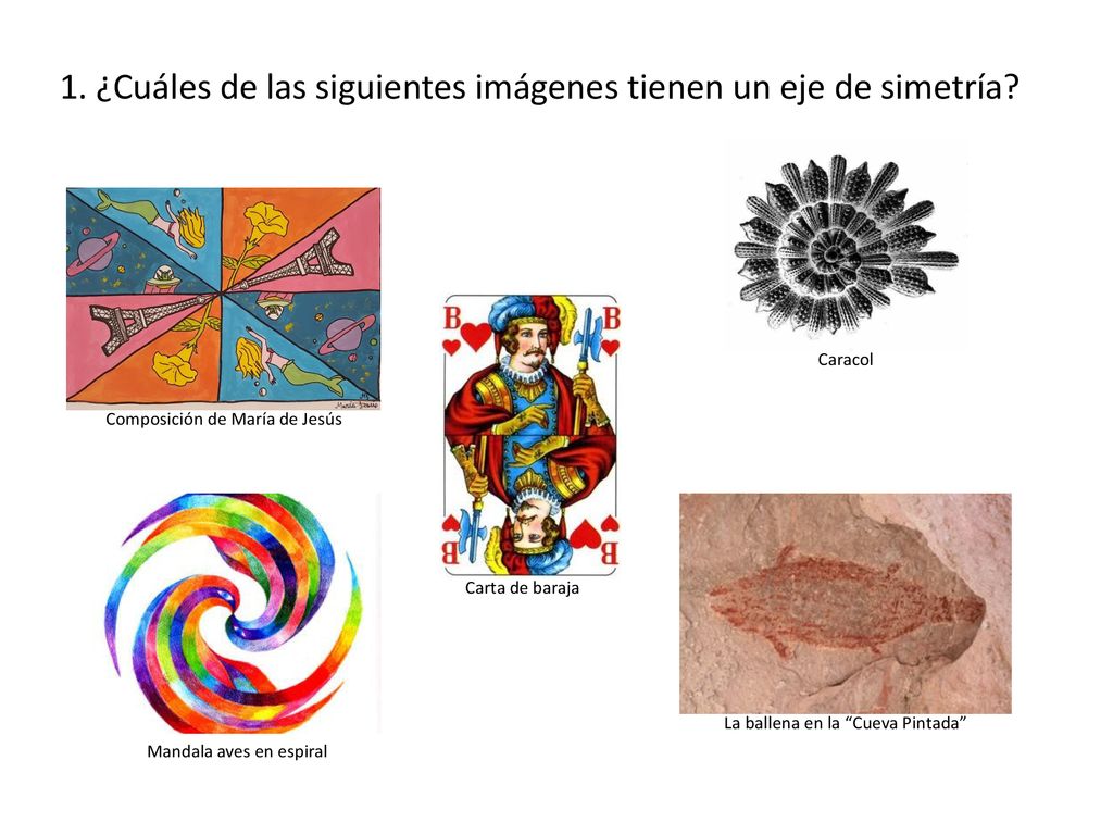 1. ¿Cuáles de las siguientes imágenes tienen un eje de simetría