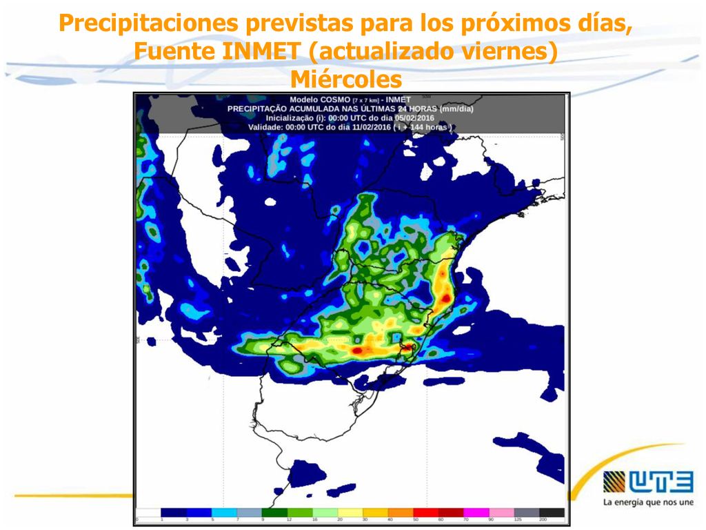 Precipitaciones previstas para los próximos días, Fuente INMET (actualizado viernes)