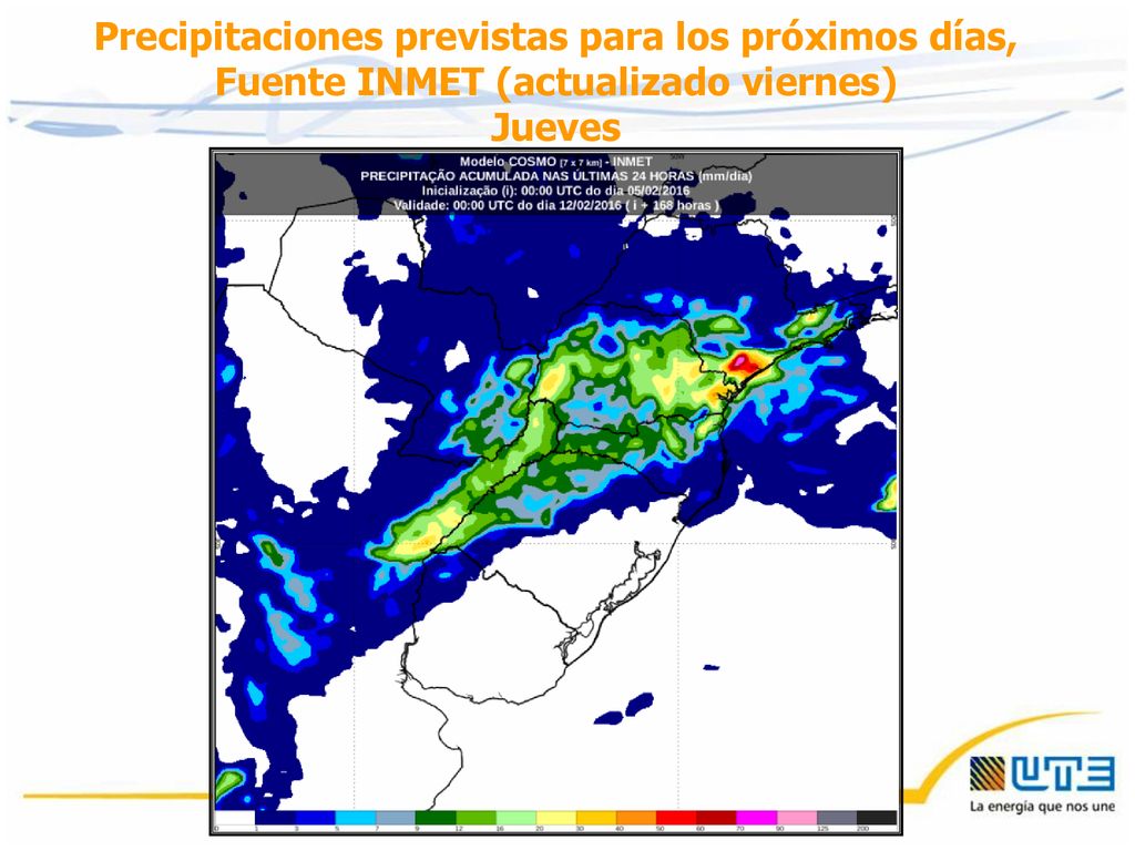 Precipitaciones previstas para los próximos días, Fuente INMET (actualizado viernes)