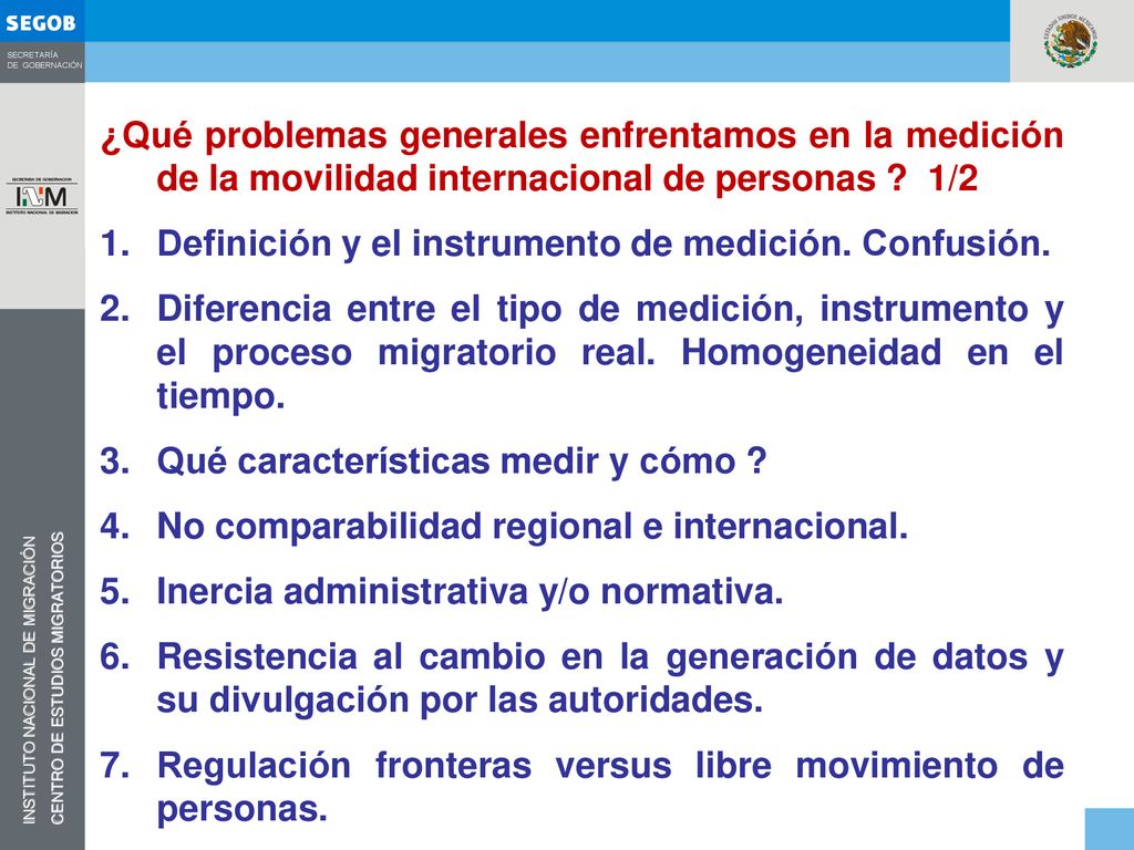 ¿Qué problemas generales enfrentamos en la medición de la movilidad internacional de personas 1/2