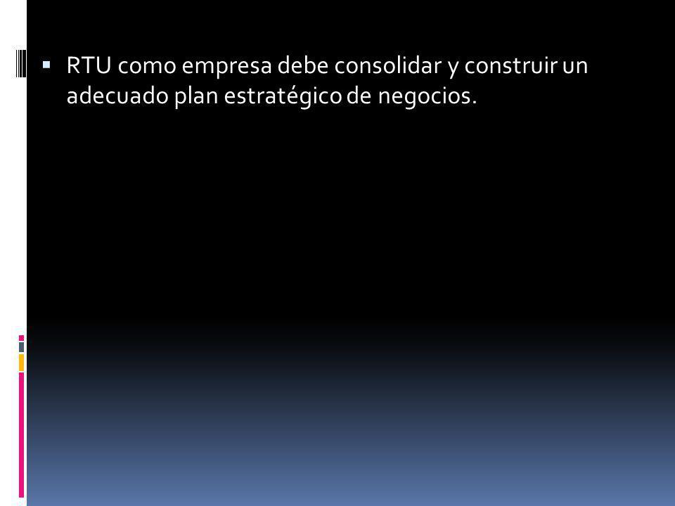 RTU como empresa debe consolidar y construir un adecuado plan estratégico de negocios.