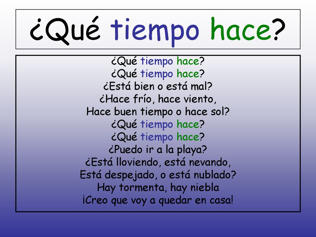 ¿Qué tiempo hace ¿Qué tiempo hace ¿Está bien o está mal