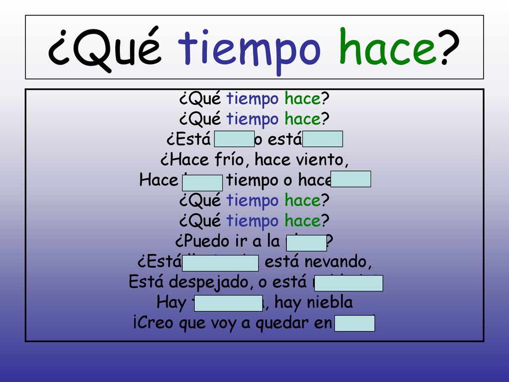 ¿Qué tiempo hace ¿Qué tiempo hace ¿Está bien o está mal