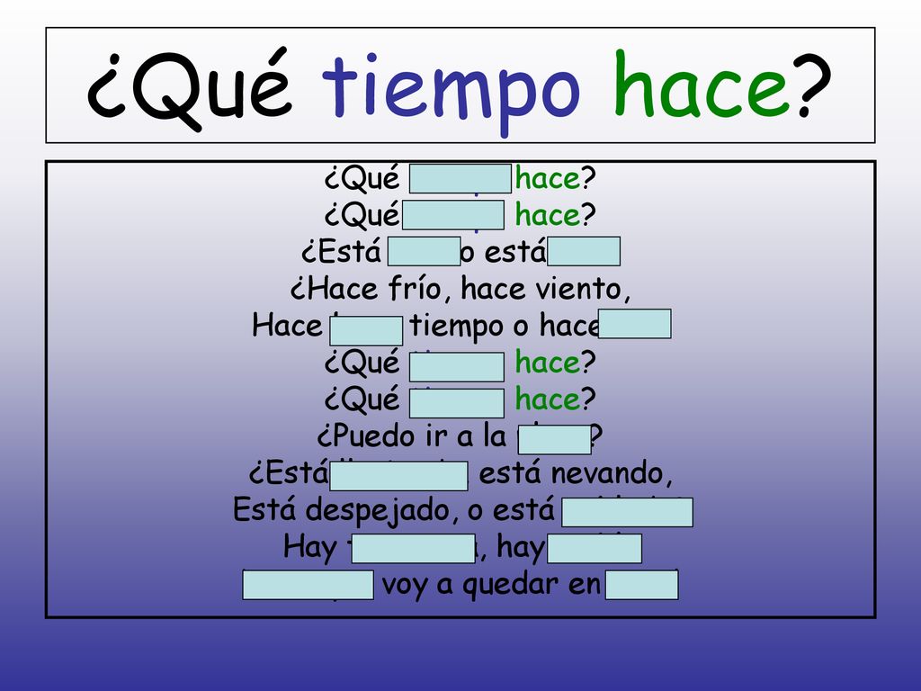 ¿Qué tiempo hace ¿Qué tiempo hace ¿Está bien o está mal