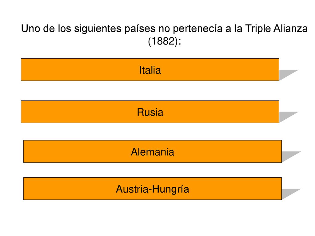 Uno de los siguientes países no pertenecía a la Triple Alianza (1882):