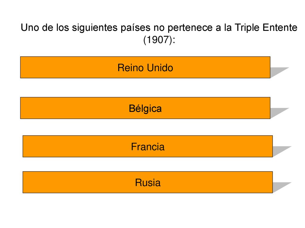 Uno de los siguientes países no pertenece a la Triple Entente (1907):