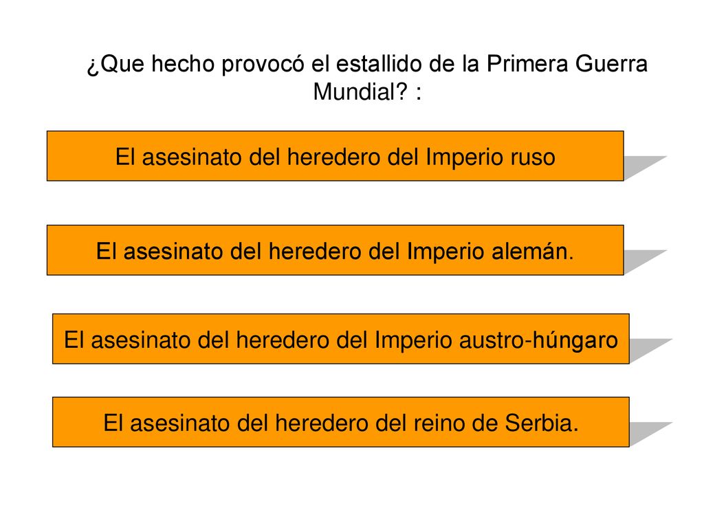¿Que hecho provocó el estallido de la Primera Guerra Mundial :