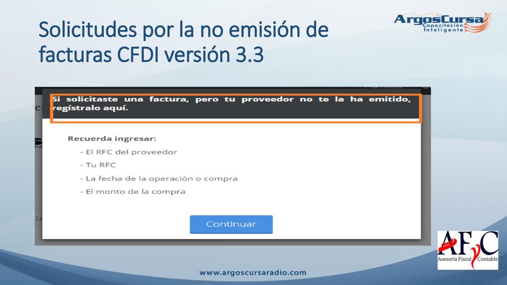 Solicitudes por la no emisión de facturas CFDI versión 3.3