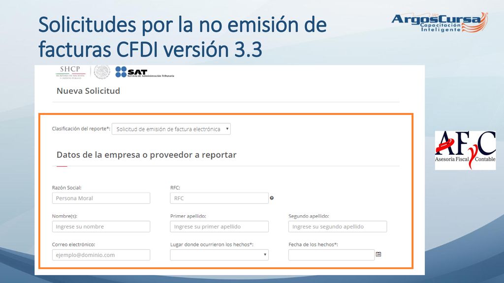 Solicitudes por la no emisión de facturas CFDI versión 3.3