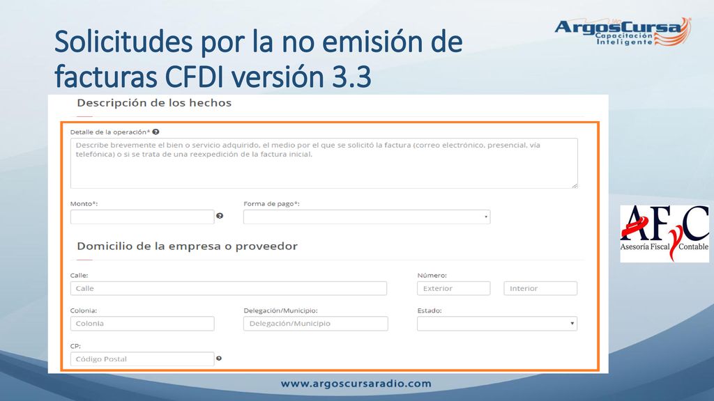 Solicitudes por la no emisión de facturas CFDI versión 3.3