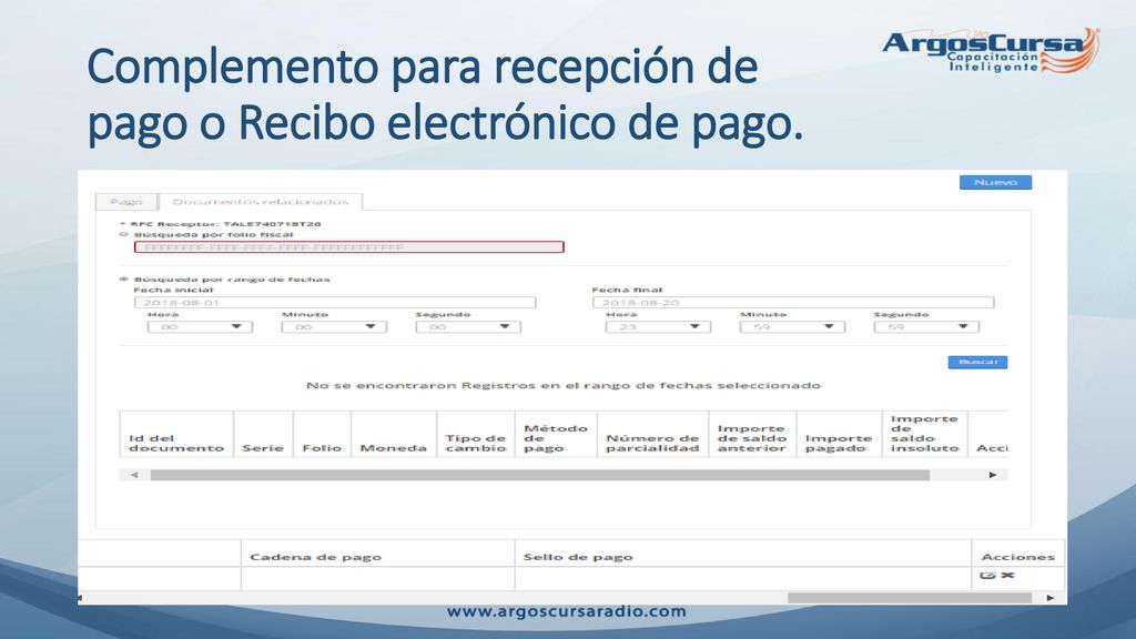 Complemento para recepción de pago o Recibo electrónico de pago.