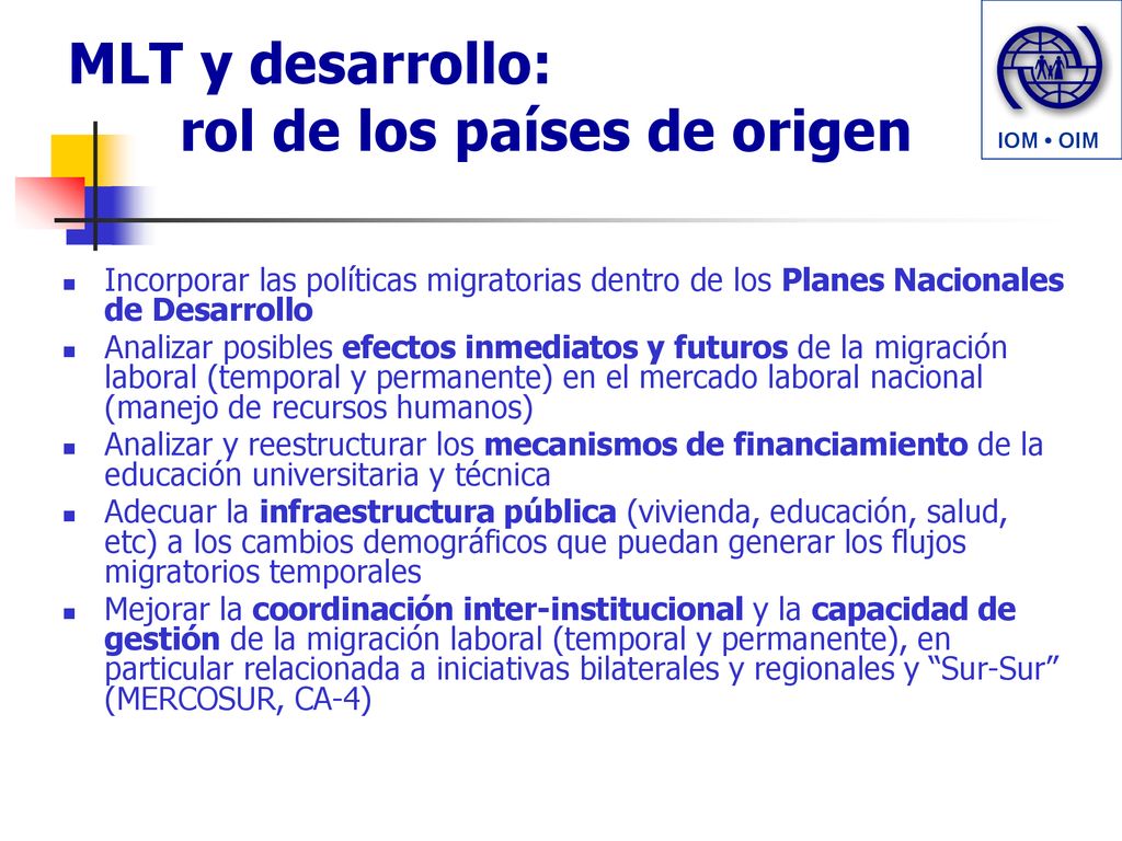 MLT y desarrollo: rol de los países de origen