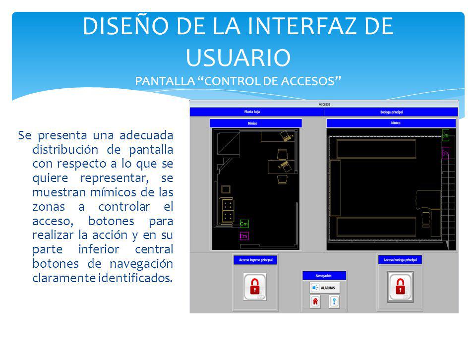 DISEÑO DE LA INTERFAZ DE USUARIO PANTALLA CONTROL DE ACCESOS