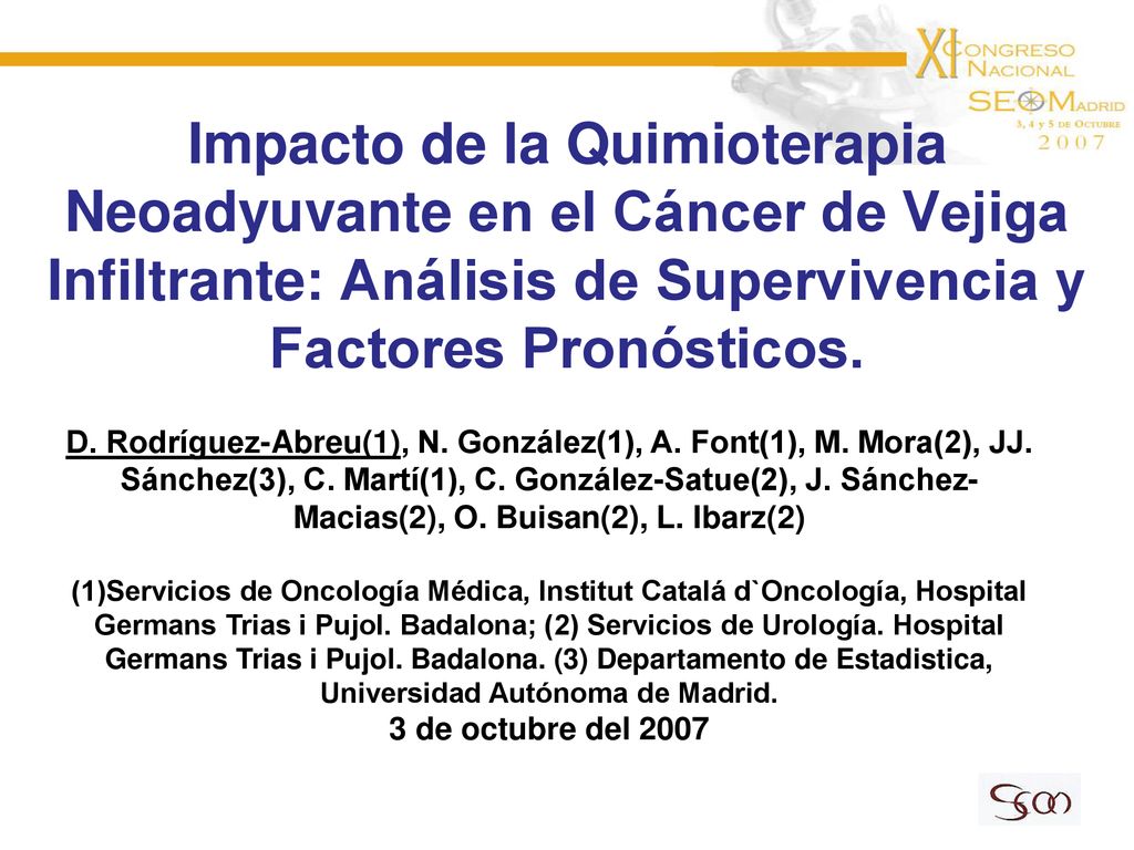 Impacto de la Quimioterapia Neoadyuvante en el Cáncer de Vejiga Infiltrante: Análisis de Supervivencia y Factores Pronósticos.
