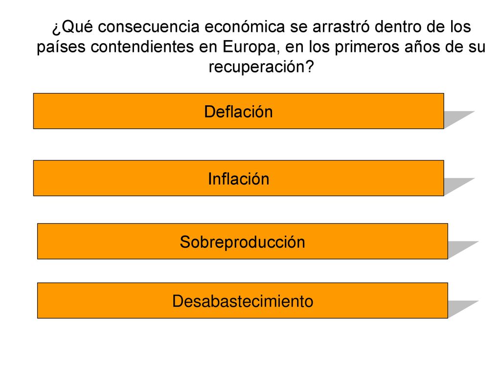 ¿Qué consecuencia económica se arrastró dentro de los países contendientes en Europa, en los primeros años de su recuperación