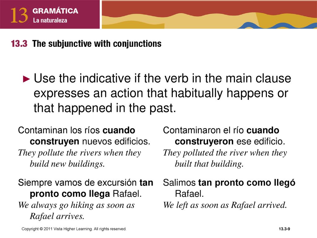Use the indicative if the verb in the main clause expresses an action that habitually happens or that happened in the past.