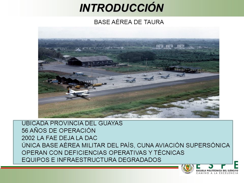 INTRODUCCIÓN la BASE AÉREA DE TAURA UBICADA PROVINCIA DEL GUAYAS