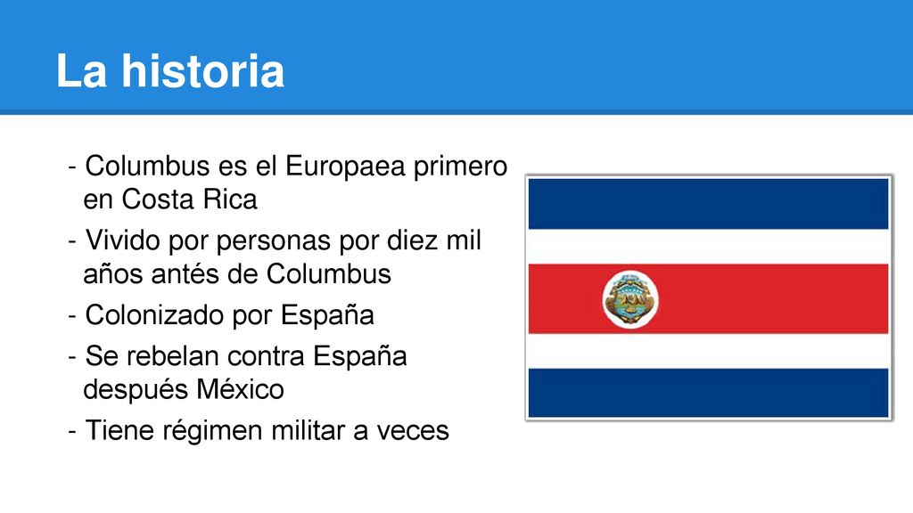 La historia - Columbus es el Europaea primero en Costa Rica
