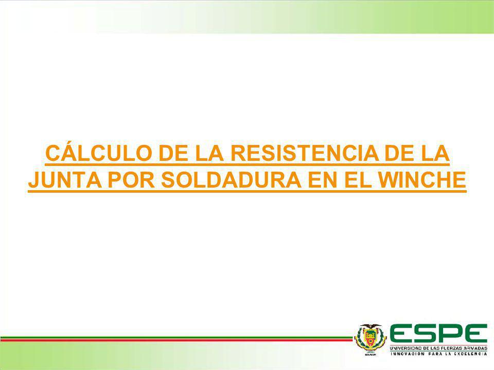 CÁLCULO DE LA RESISTENCIA DE LA JUNTA POR SOLDADURA EN EL WINCHE