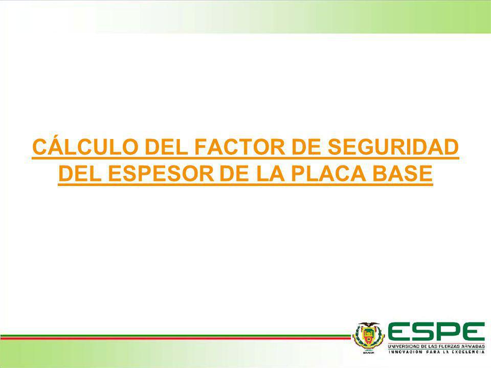 CÁLCULO DEL FACTOR DE SEGURIDAD DEL ESPESOR DE LA PLACA BASE