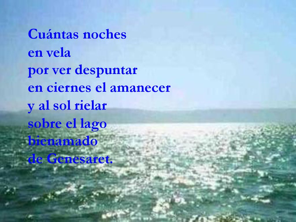 Cuántas noches en vela. por ver despuntar. en ciernes el amanecer. y al sol rielar. sobre el lago.