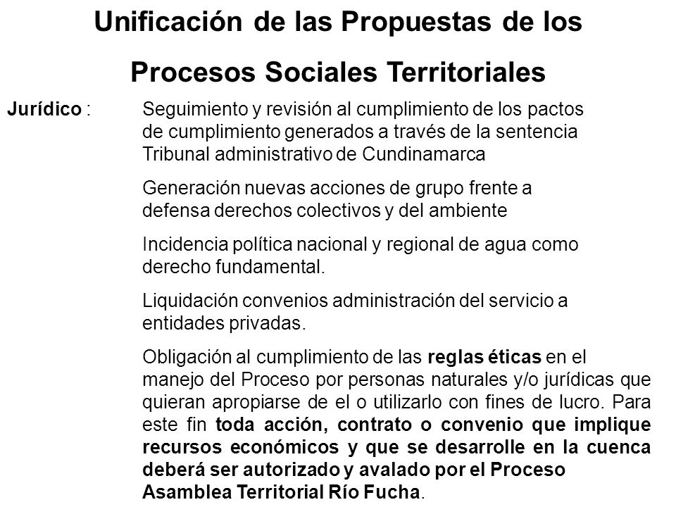 Unificación de las Propuestas de los Procesos Sociales Territoriales