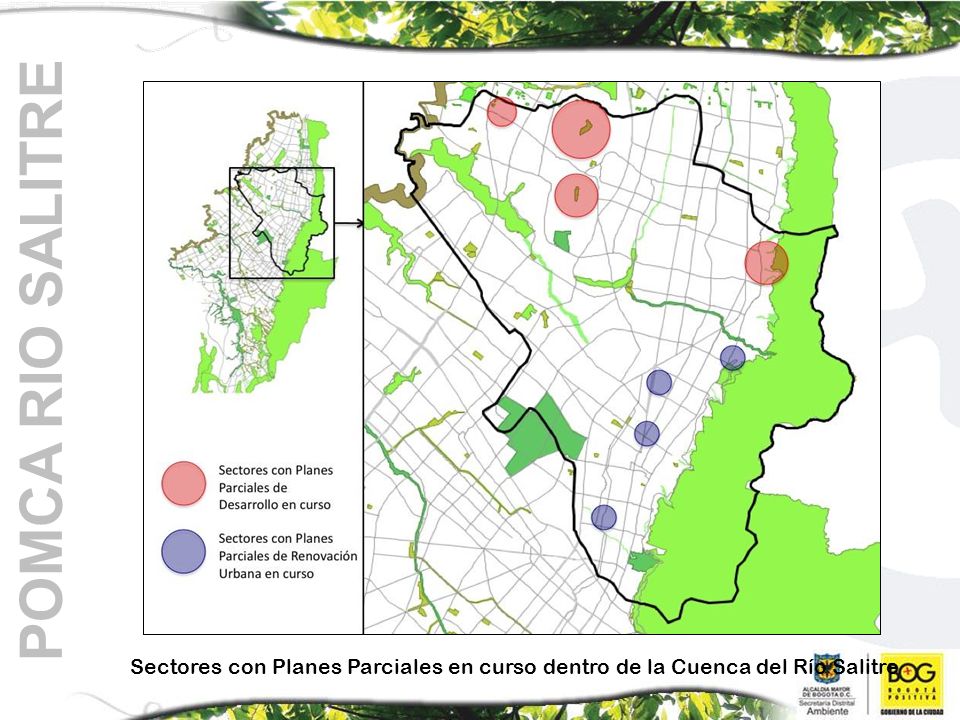 POMCA RIO SALITRE Sectores con Planes Parciales en curso dentro de la Cuenca del Río Salitre
