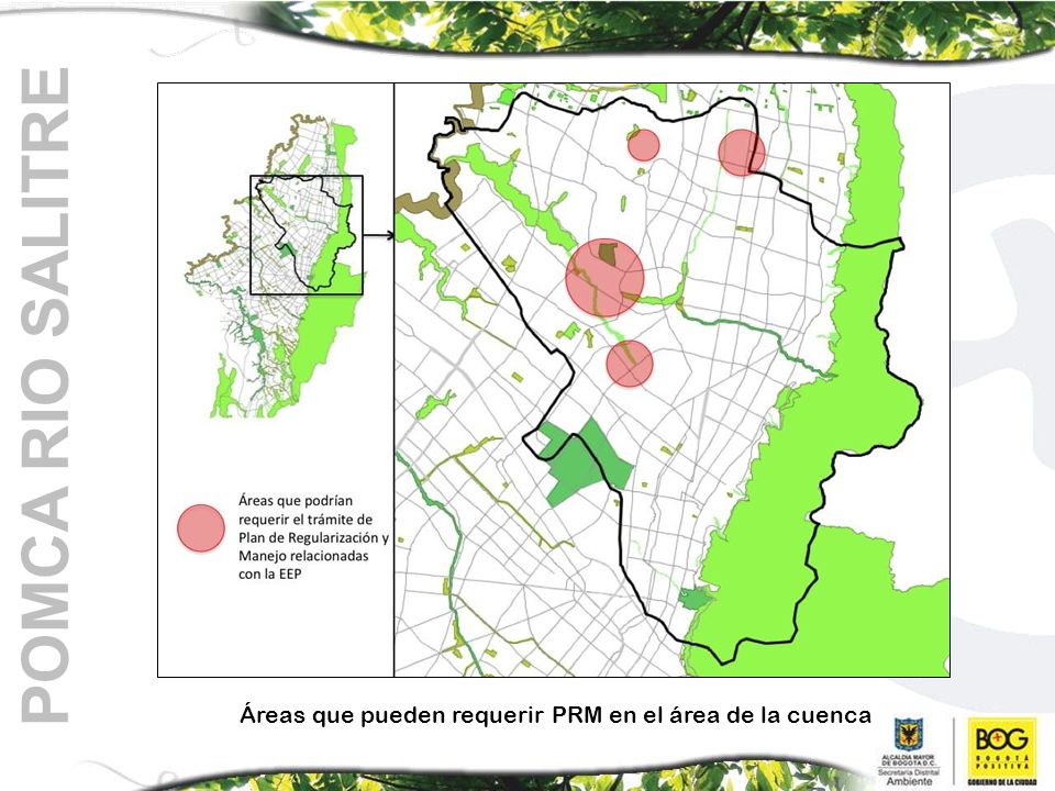 POMCA RIO SALITRE Áreas que pueden requerir PRM en el área de la cuenca
