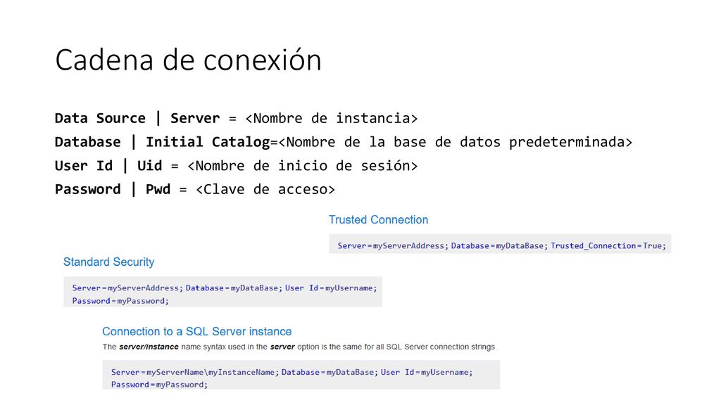 Cadena de conexión Data Source | Server = <Nombre de instancia>