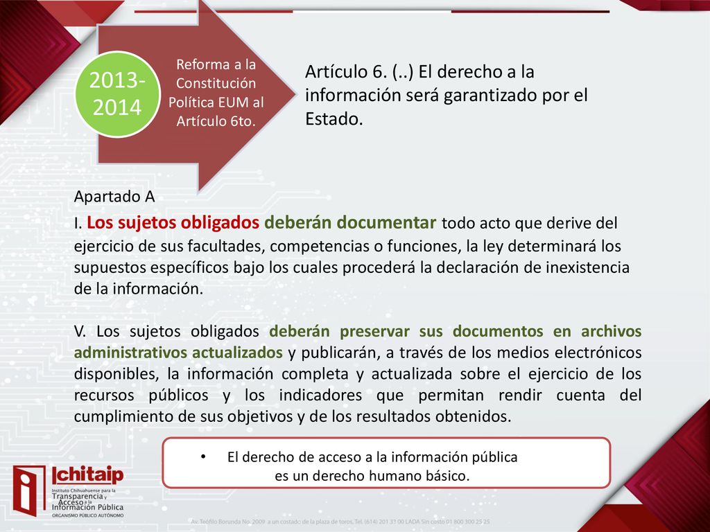 Reforma a la Constitución Política EUM al Artículo 6to.