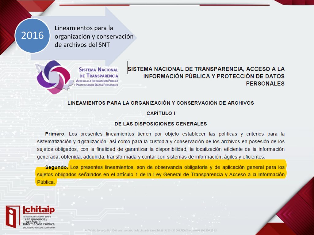 2016 Lineamientos para la organización y conservación de archivos del SNT