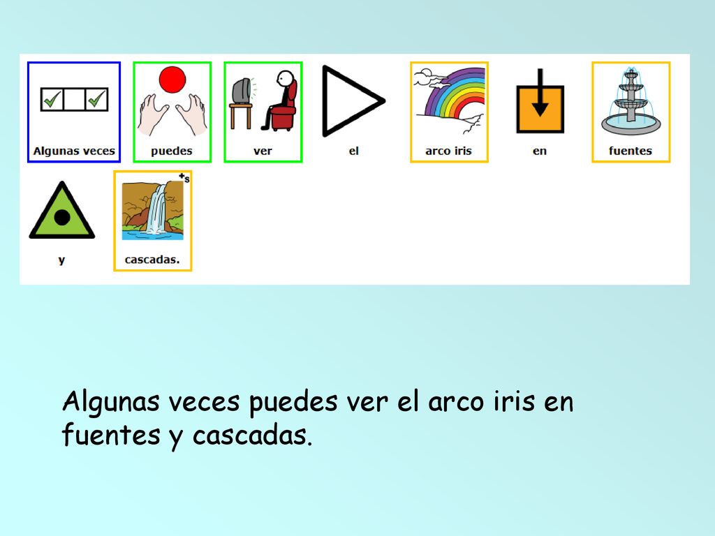 Algunas veces puedes ver el arco iris en fuentes y cascadas.