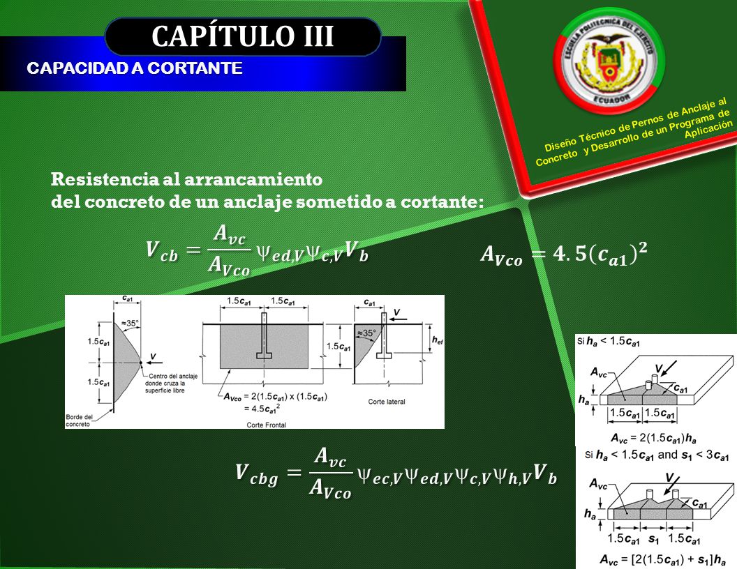 CAPÍTULO III 𝑽 𝒄𝒃 = 𝑨 𝒗𝒄 𝑨 𝑽𝒄𝒐  𝒆𝒅,𝑽  𝒄,𝑽 𝑽 𝒃 𝑨 𝑽𝒄𝒐 =𝟒.𝟓 𝒄 𝒂𝟏 𝟐