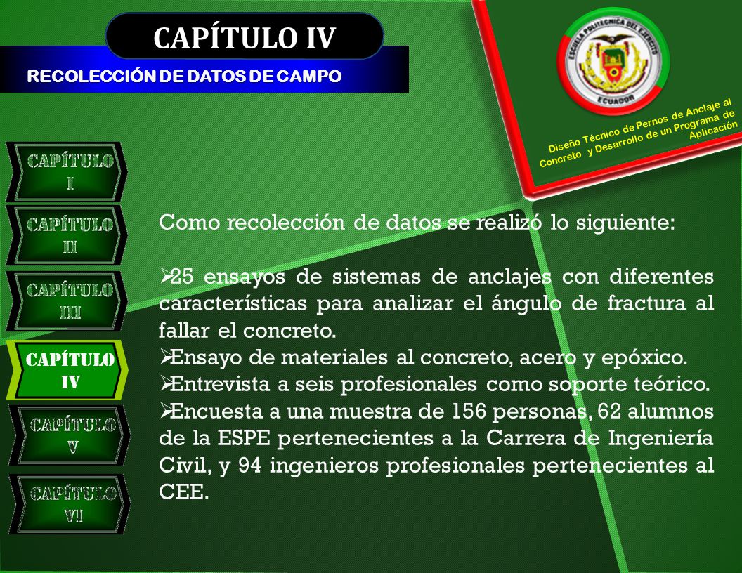 CAPÍTULO IV Como recolección de datos se realizó lo siguiente: