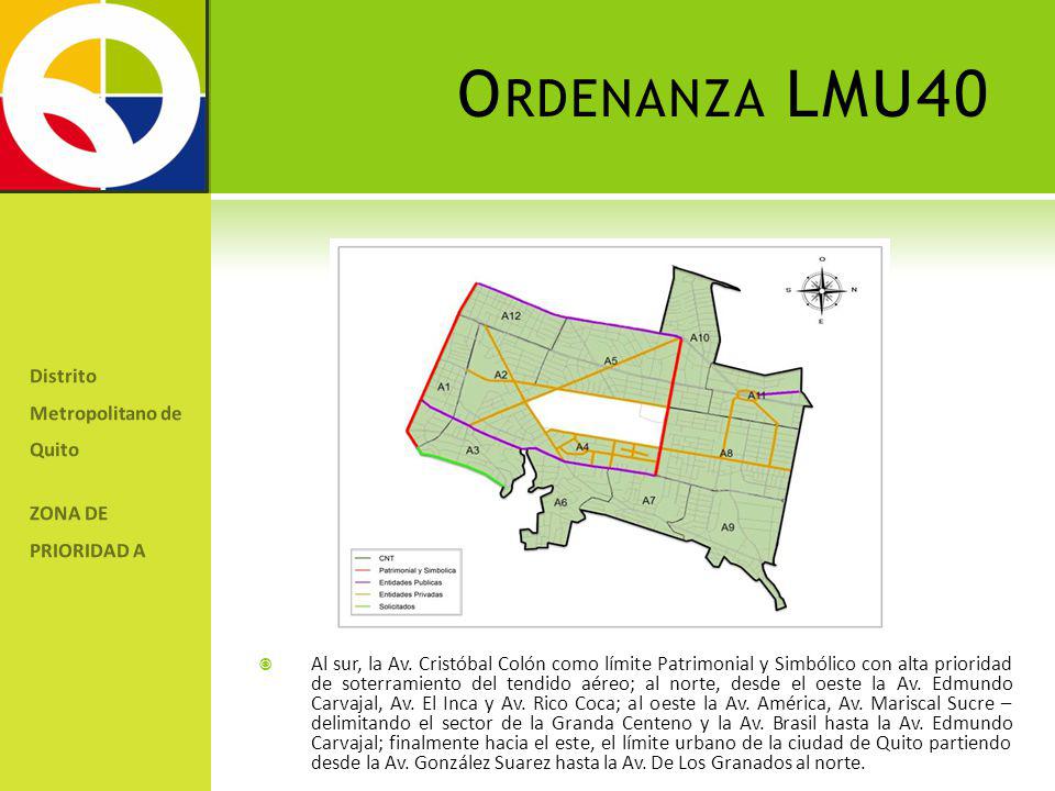 Ordenanza LMU40 Distrito Metropolitano de Quito ZONA DE PRIORIDAD A