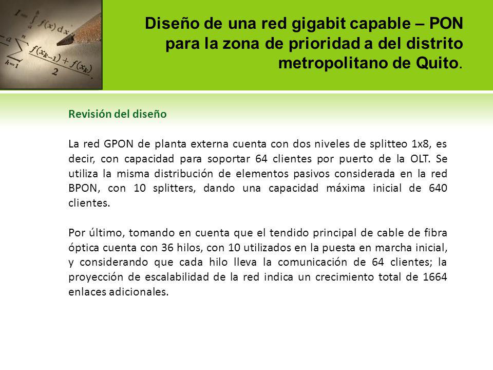 Diseño de una red gigabit capable – PON para la zona de prioridad a del distrito metropolitano de Quito.