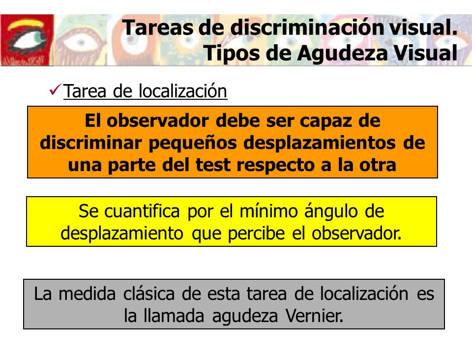 Tareas de discriminación visual. Tipos de Agudeza Visual