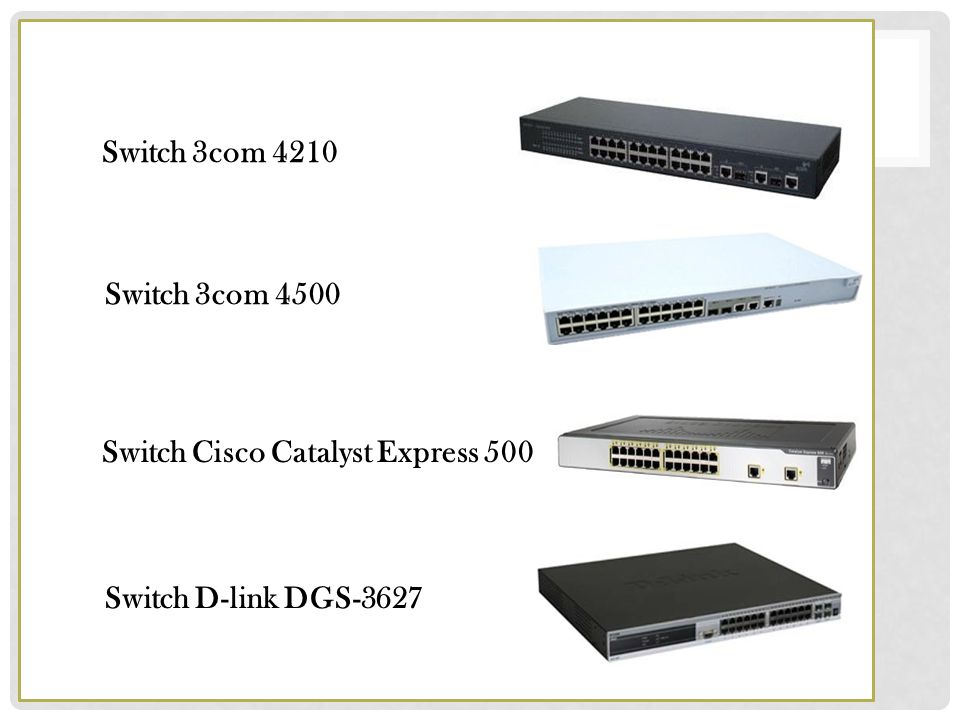 Switch 3com 4210 Switch 3com 4500 Switch Cisco Catalyst Express 500 Switch D-link DGS-3627