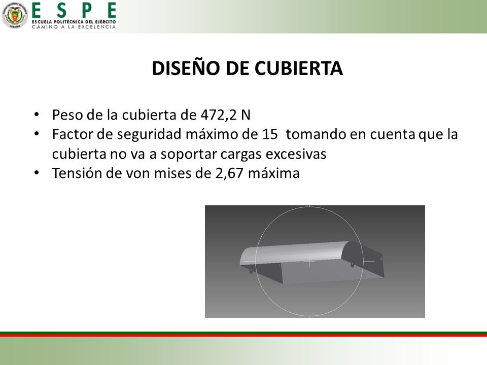 DISEÑO DE CUBIERTA Peso de la cubierta de 472,2 N