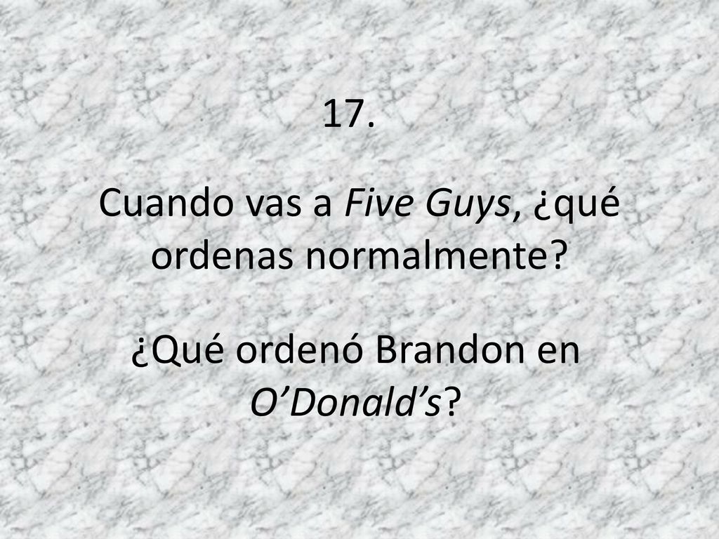 Cuando vas a Five Guys, ¿qué ordenas normalmente