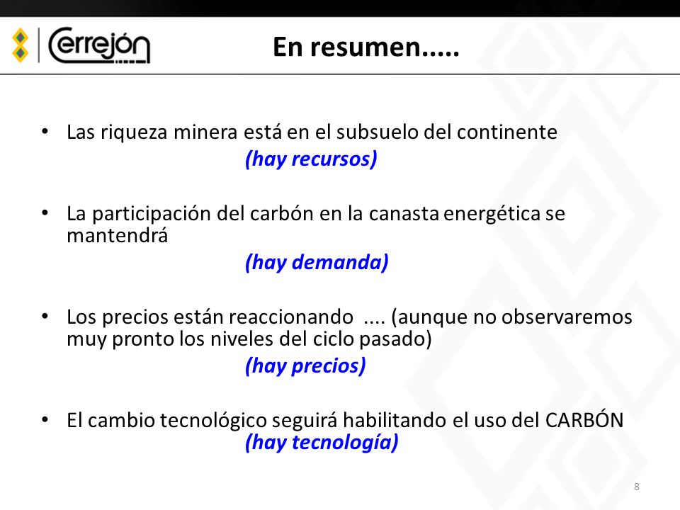 En resumen..... Las riqueza minera está en el subsuelo del continente