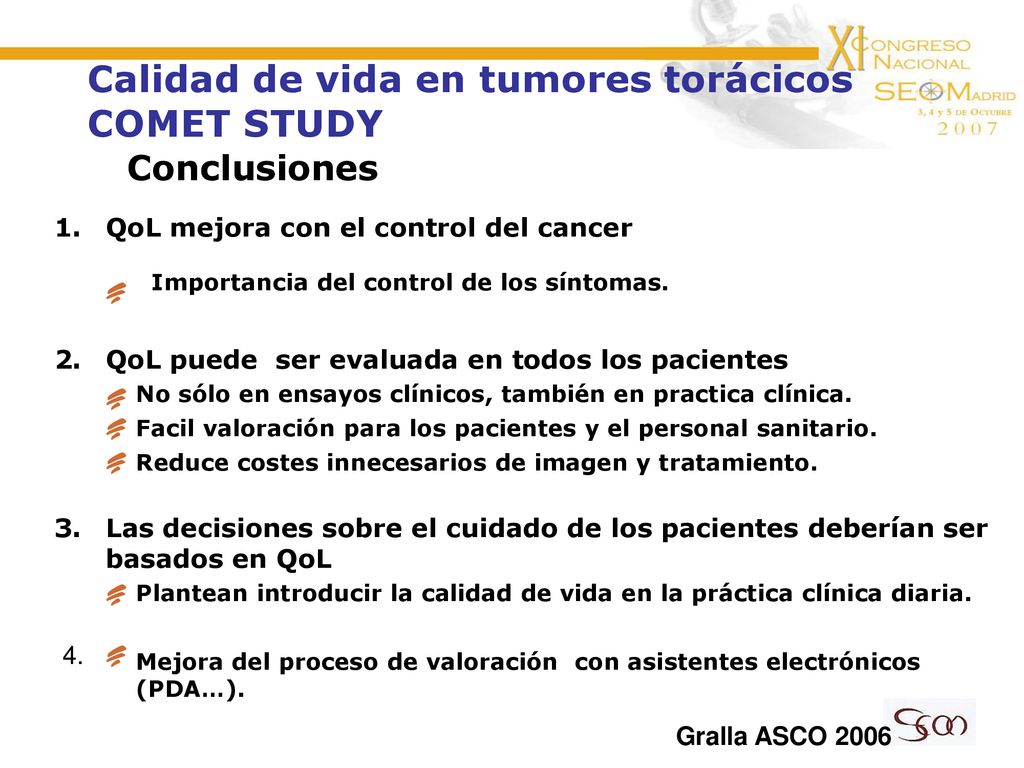 Calidad de vida en tumores torácicos COMET STUDY