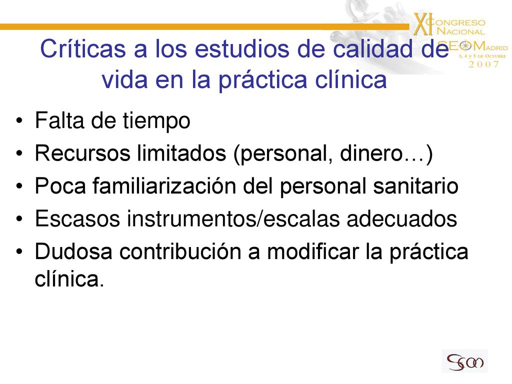 Críticas a los estudios de calidad de vida en la práctica clínica